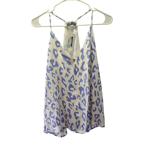 KLD Blue‎ and White Leopard Print Women's Top M - Picture 1 of 2